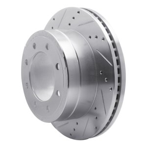 Ford F-250 Brake Rotor (1) - Rear Left - R1 Concepts - Drilled & Slotted - Silver - `11-`22